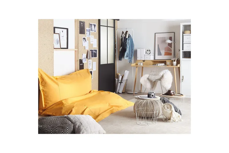 Sittsäck Beliani Fuzzy Blå, 180x230x20 cm Yellow - Huonekalut - Tuoli & nojatuoli - Säkkituoli