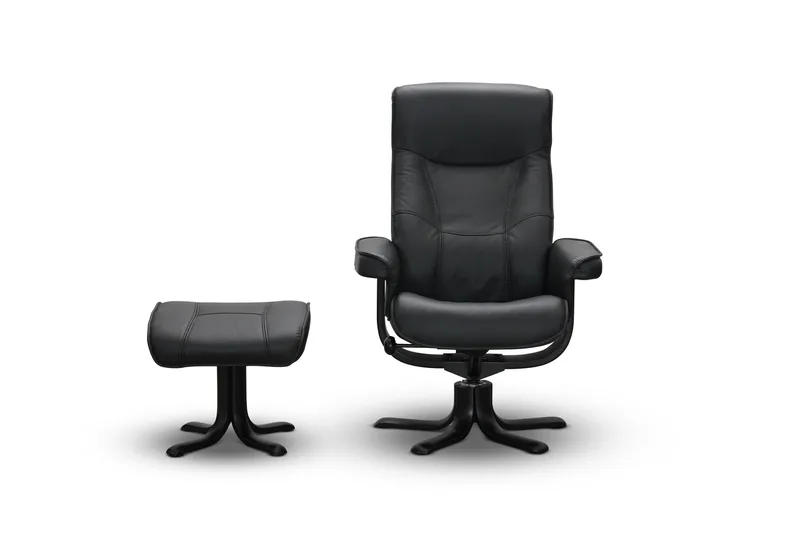 Tateo Nojatuoli Nahkaa - Musta - Huonekalut - Tuoli & nojatuoli - Nojatuoli & lepotuoli - Mekanismituoli