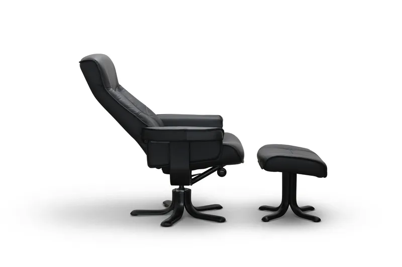 Tateo Nojatuoli Nahkaa - Musta - Huonekalut - Tuoli & nojatuoli - Nojatuoli & lepotuoli - Nojatuoli rahilla