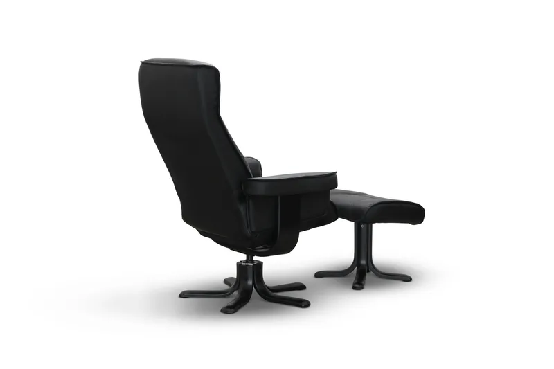 Tateo Nojatuoli Nahkaa - Musta - Huonekalut - Tuoli & nojatuoli - Nojatuoli & lepotuoli - Nojatuoli rahilla