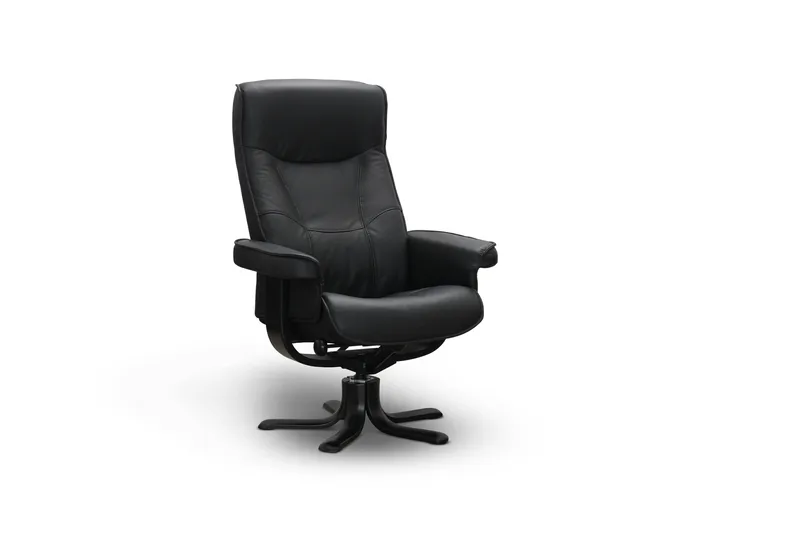 Tateo Nojatuoli Nahkaa - Musta - Huonekalut - Tuoli & nojatuoli - Nojatuoli & lepotuoli - Nojatuoli rahilla