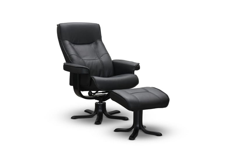 Tateo Nojatuoli Nahkaa - Musta - Huonekalut - Tuoli & nojatuoli - Nojatuoli & lepotuoli - Nojatuoli rahilla