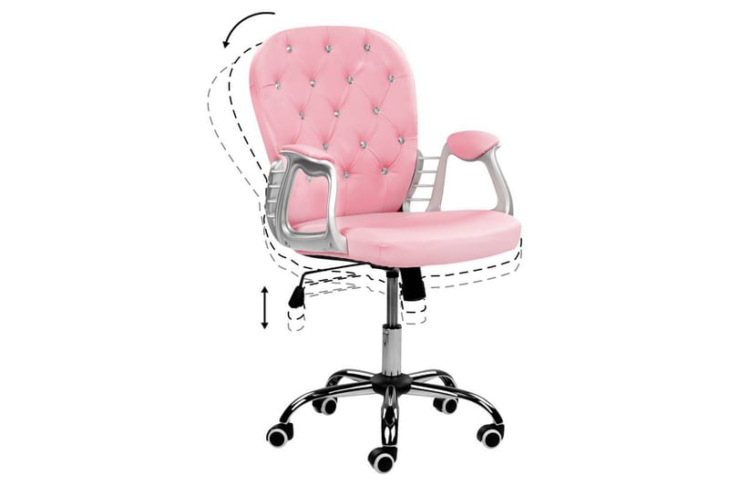 Toimistotuoli kristalleilla Princess Rosa/musta/hopea - Rosa/musta/hopea - Huonekalut - Tuoli & nojatuoli - Työtuolit