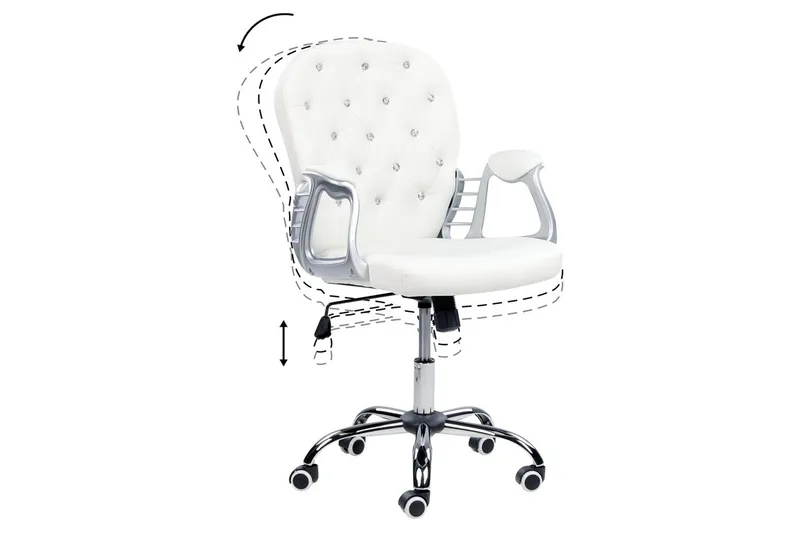 Toimistotuoli kristalleilla Princess Valkoinen/musta/hopea - Valkoinen/musta/hopea - Huonekalut - Tuoli & nojatuoli - Työtuolit