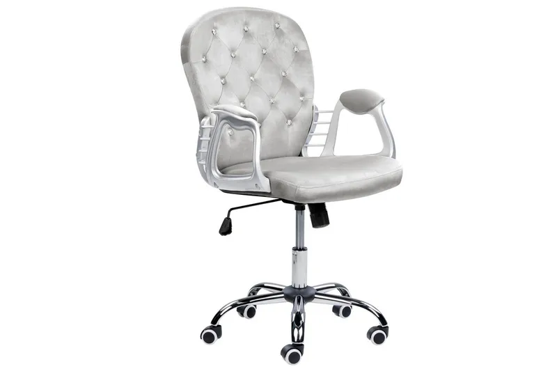 Toimistotuoli kristalleilla Princess Harmaa/hopea/musta - Harmaa/hopea/musta - Huonekalut - Tuoli & nojatuoli - Työtuolit