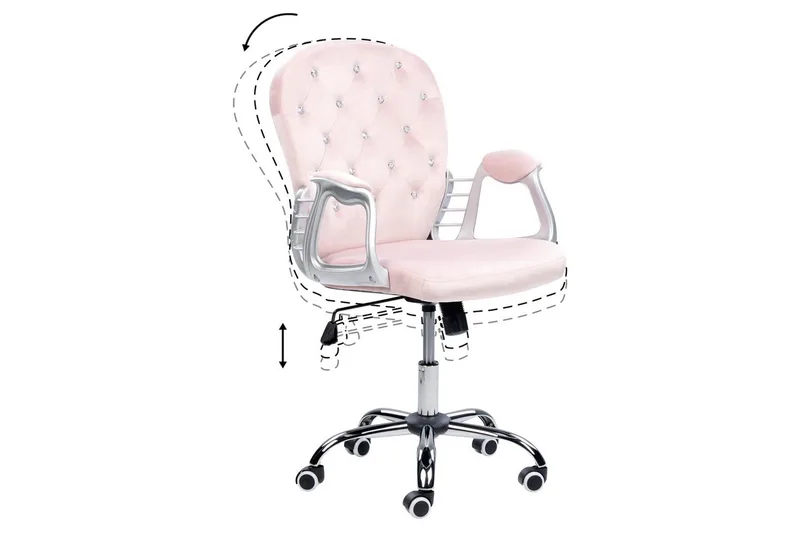 Toimistotuoli kristalleilla Princess Pastellinvaaleanpunainen/Hopea/Musta - Pastellinvaaleanpunainen/Hopea/Musta - Huonekalut - Tuoli & nojatuoli - Työtuolit