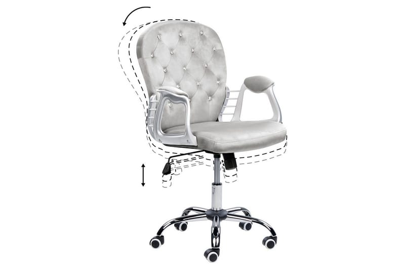 Toimistotuoli kristalleilla Princess Harmaa/hopea/musta - Harmaa/hopea/musta - Huonekalut - Tuoli & nojatuoli - Työtuolit