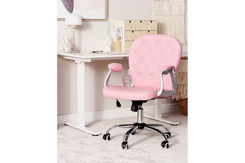 Toimistotuoli kristalleilla Princess Rosa/musta/hopea - Rosa/musta/hopea - Huonekalut - Tuoli & nojatuoli - Työtuolit