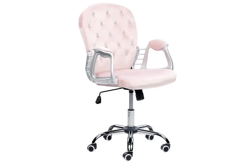 Toimistotuoli kristalleilla Princess Pastellinvaaleanpunainen/Hopea/Musta - Pastellinvaaleanpunainen/Hopea/Musta - Huonekalut - Tuoli & nojatuoli - Työtuolit