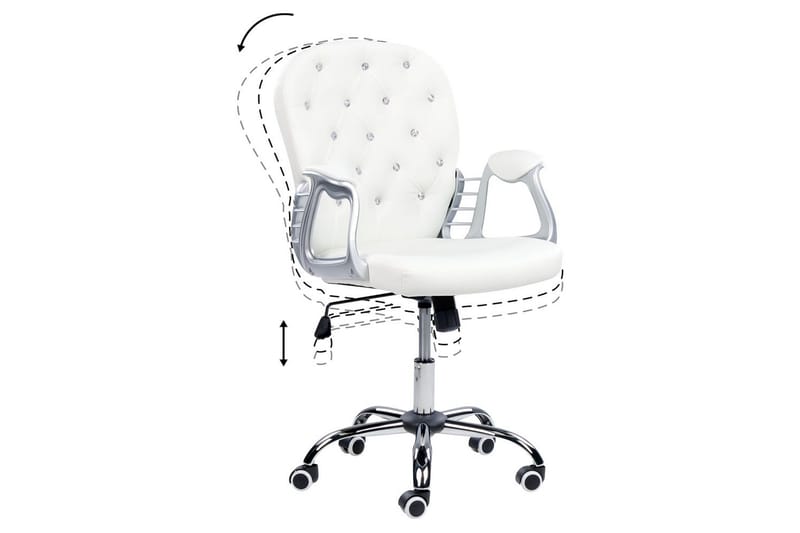 Toimistotuoli kristalleilla Princess Valkoinen/musta/hopea - Valkoinen/musta/hopea - Huonekalut - Tuoli & nojatuoli - Työtuolit