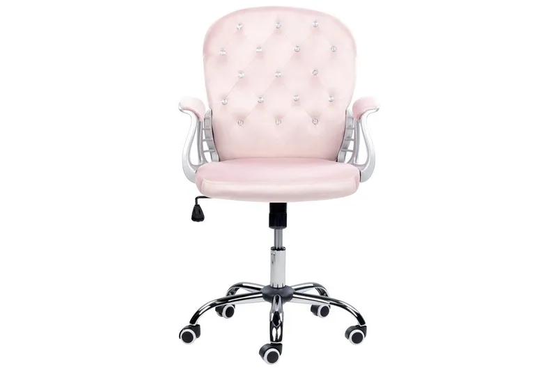 Toimistotuoli kristalleilla Princess Pastellinvaaleanpunainen/Hopea/Musta - Pastellinvaaleanpunainen/Hopea/Musta - Huonekalut - Tuoli & nojatuoli - Työtuolit