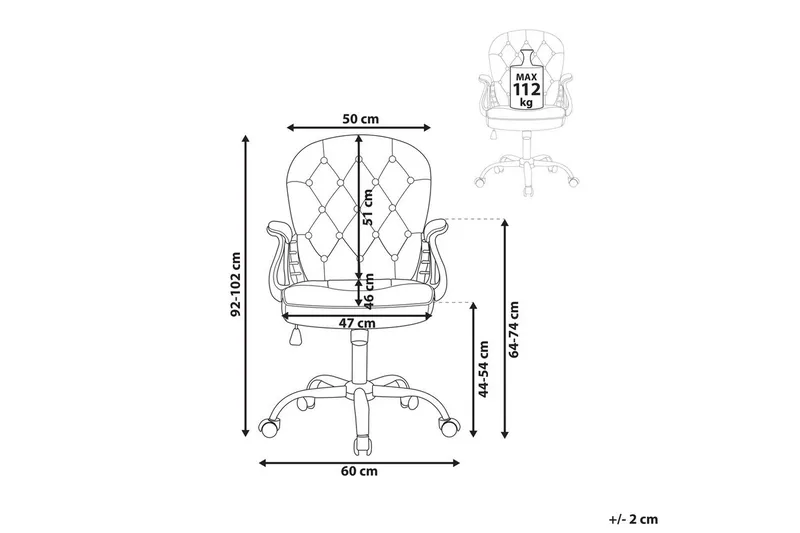Toimistotuoli kristalleilla Princess Valkoinen/musta/hopea - Valkoinen/musta/hopea - Huonekalut - Tuoli & nojatuoli - Työtuolit