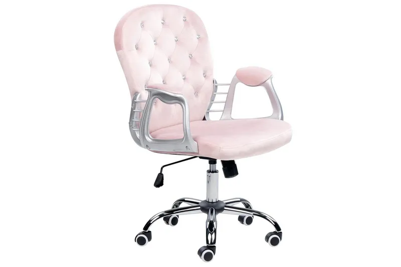 Toimistotuoli kristalleilla Princess Pastellinvaaleanpunainen/Hopea/Musta - Pastellinvaaleanpunainen/Hopea/Musta - Huonekalut - Tuoli & nojatuoli - Työtuolit