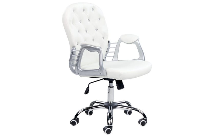 Toimistotuoli kristalleilla Princess Valkoinen/musta/hopea, Valkoinen/musta/hopea