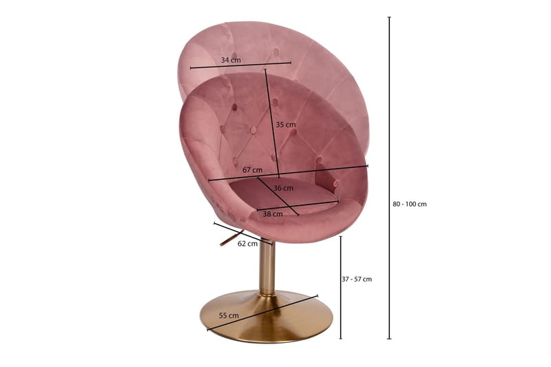 Clanton Työtuoli - Tummanroosa/Kulta - Huonekalut - Tuoli & nojatuoli - Työtuolit