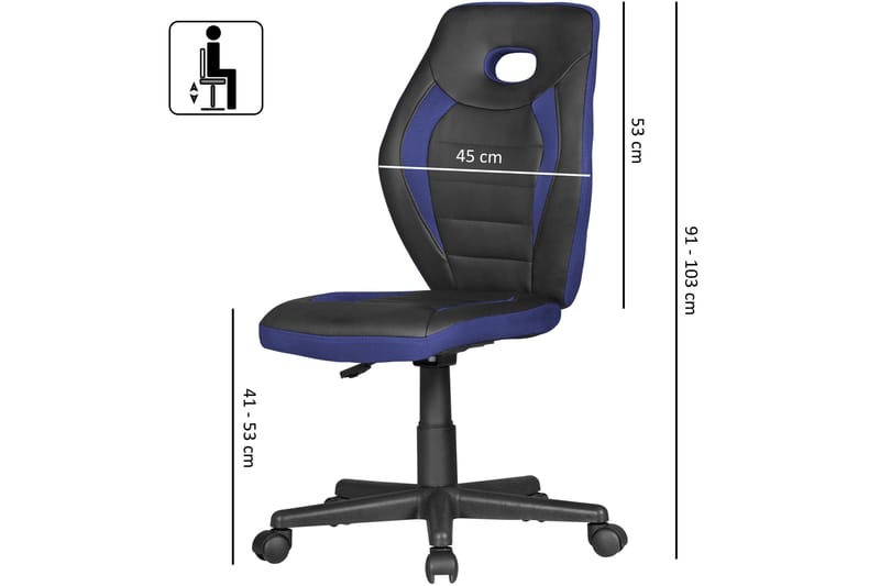 Kirjoituspöydän tuoli Middlebrooks Lasten - Sininen/Musta - Huonekalut - Lasten kalusteet - Lasten tuoli & juniorituoli - Työtuoli lapselle