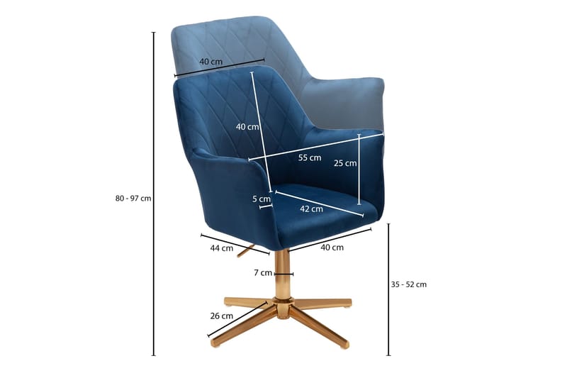 Toimistotuoli Clanton käsinojilla - Tummansininen/Kulta - Huonekalut - Tuoli & nojatuoli - Työtuolit