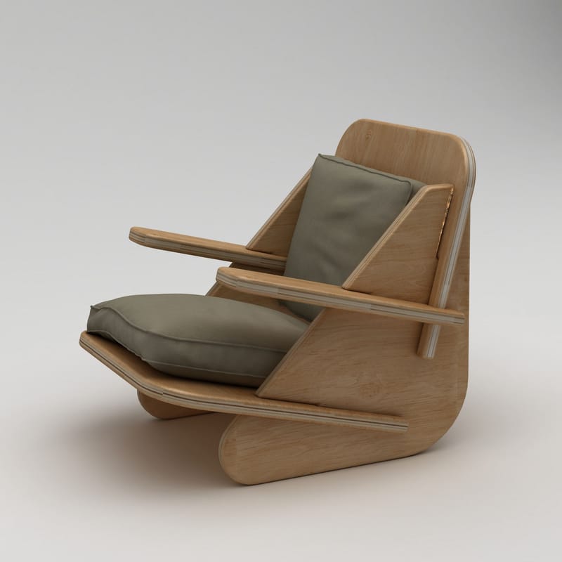 Vatira Korvatuoli - Luonnonpuu ja khaki - Huonekalut - Tuoli & nojatuoli - Nojatuoli & lepotuoli