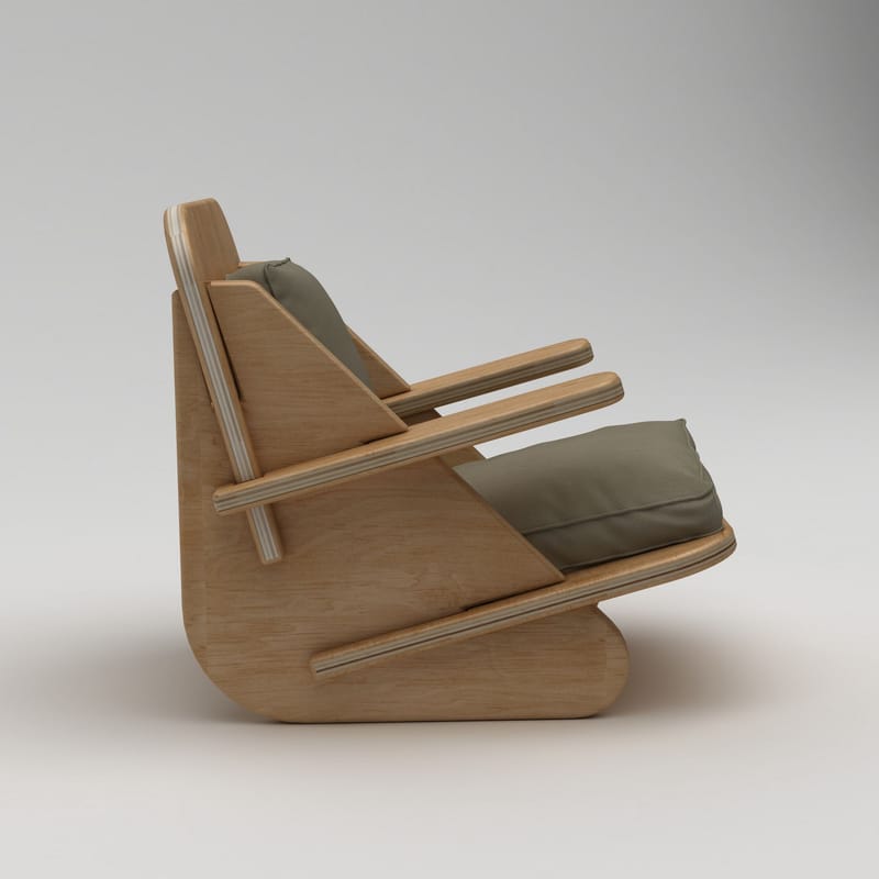 Vatira Korvatuoli - Luonnonpuu ja khaki - Huonekalut - Tuoli & nojatuoli - Nojatuoli & lepotuoli