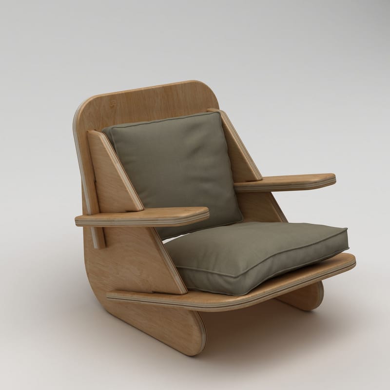 Vatira Korvatuoli - Luonnonpuu ja khaki - Huonekalut - Tuoli & nojatuoli - Nojatuoli & lepotuoli