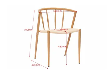 Winston Ruokapöydän Tuoli & Keittiötuoli Rottinkin Näköisellä Istuimella ja Tammenvärisillä Metallijaloilla - Beige - Huonekalut - Tuoli & nojatuoli - Ruokapöydän tuolit