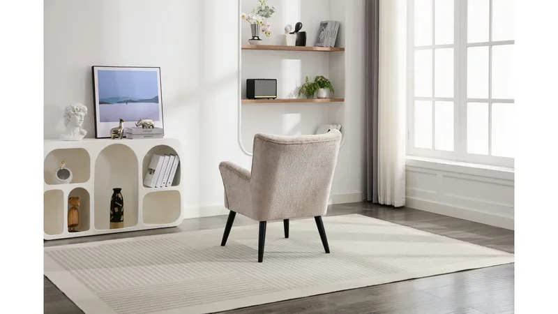 Zevani nojatuoli bouclé-kankaalla - Biscuit Cream - Huonekalut - Tuoli & nojatuoli - Nojatuoli & lepotuoli