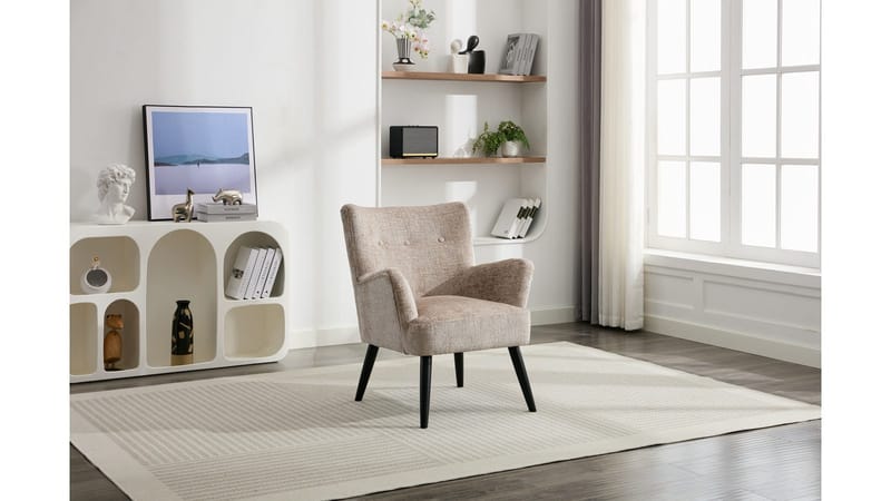 Zevani nojatuoli bouclé-kankaalla - Biscuit Cream - Huonekalut - Tuoli & nojatuoli - Nojatuoli & lepotuoli