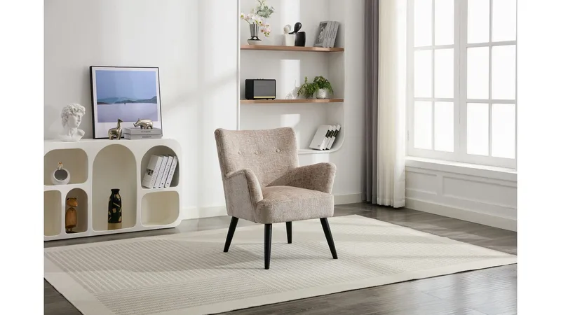 Zevani nojatuoli bouclé-kankaalla - Biscuit Cream - Huonekalut - Tuoli & nojatuoli - Nojatuoli & lepotuoli