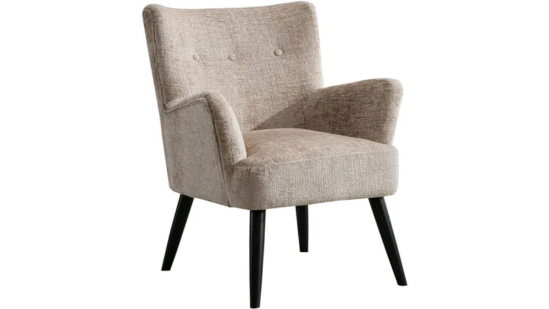 Zevani nojatuoli bouclé-kankaalla, Biscuit Cream