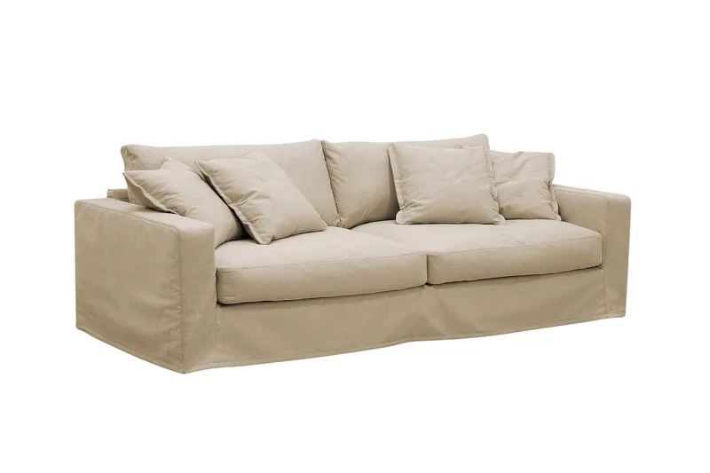 Valencia Extra Deep 3-istuttava sohva + jalkarahi irrotettavalla ja pestävällä verhoilulla - Beige - Huonekalut - Sohva