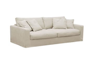 Valencia Extra Deep 3-istuttava sohva + jalkarahi irrotettavalla ja pestävällä verhoilulla - Beige - Huonekalut - Sohva