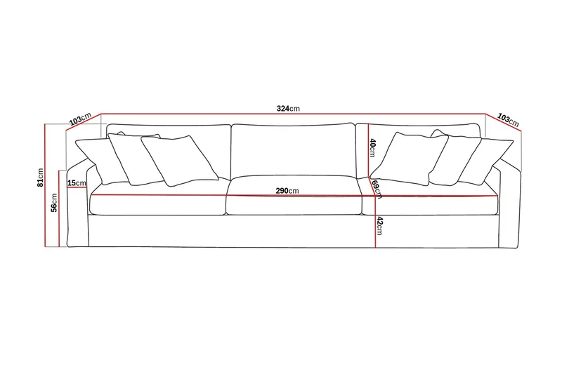 Valencia Extra Deep 5-istuttava sohva irrotettavalla ja pestävällä verhoilulla - Ruskea - Huonekalut - Sohva