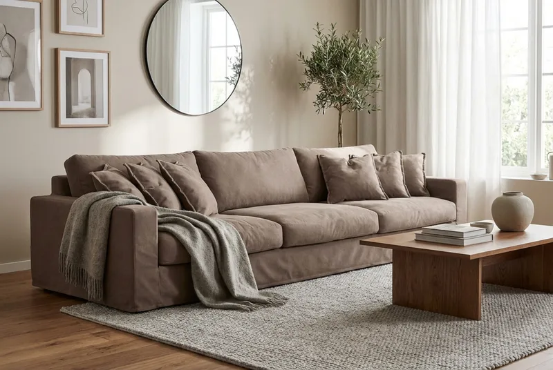 Valencia Extra Deep 5-istuttava sohva irrotettavalla ja pestävällä verhoilulla - Tummanruskea - Huonekalut - Sohva