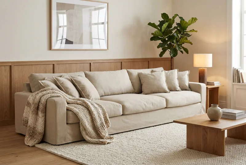 Valencia Extra Deep 5-istuttava sohva irrotettavalla ja pestävällä verhoilulla - Beige - Huonekalut - Sohva