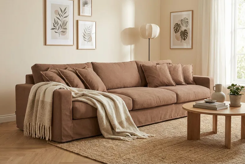 Valencia Extra Deep 5-istuttava sohva irrotettavalla ja pestävällä verhoilulla - Ruosteenruskea - Huonekalut - Sohva