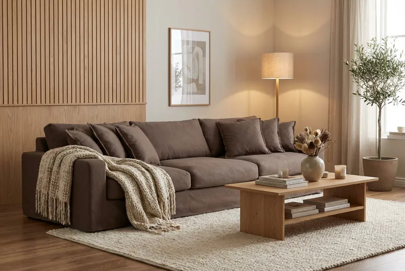 Valencia Extra Deep 5-istuttava sohva irrotettavalla ja pestävällä verhoilulla - Tummanruskea - Huonekalut - Sohva