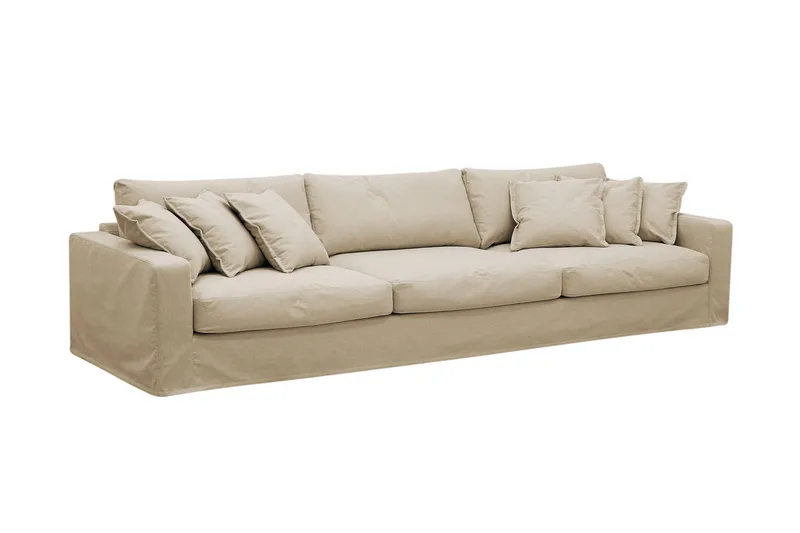 Valencia Extra Deep 5-istuttava sohva + jalkarahi irrotettavalla ja pestävällä verhoilulla - Beige - Huonekalut - Sohva