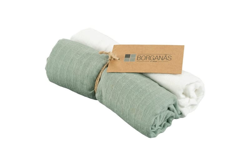 Musliinikääre 2-pack - Valkoinen/Vihreä (70 x 70 cm) - Sisustustuotteet - Lastenhuoneen sisustus - Vauvanpeitot