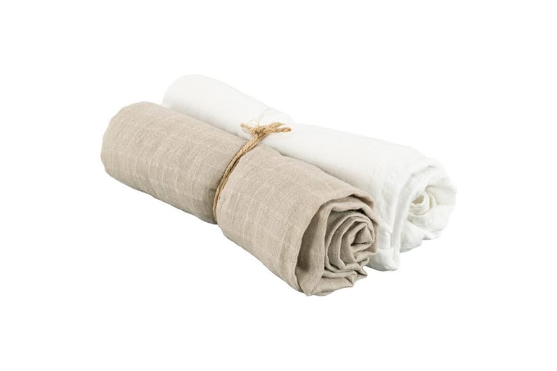 Musliinikääre 2-pack, Valkoinen/Hiekka (70 x 70 cm)