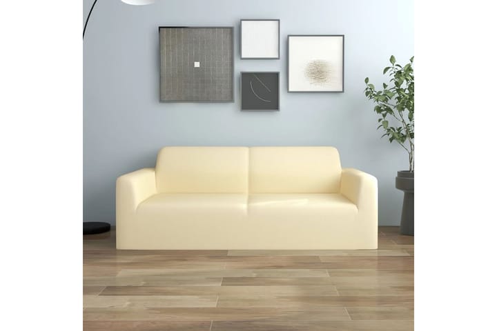 beBasic Joustava 2-istuttavan sohvan päällinen kerma polyesteri jersey - Kerma - Huonekalupäälliset