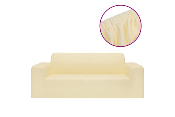 beBasic Joustava 2-istuttavan sohvan päällinen kerma polyesteri jersey - Kerma - Huonekalupäälliset