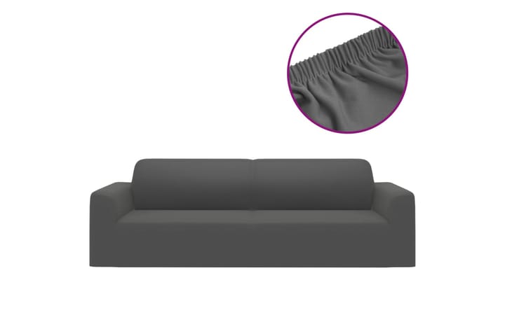 beBasic Joustava 3-istuttavan sohvan päällinen musta polyesteri jersey - Antrasiitti - Huonekalupäälliset