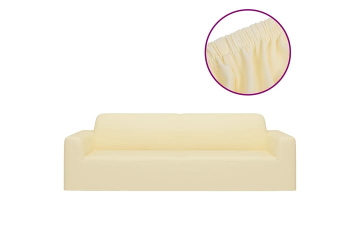 beBasic Joustava 3-istuttavan sohvan päällinen kerma polyesteri jersey - Kerma - Huonekalupäälliset