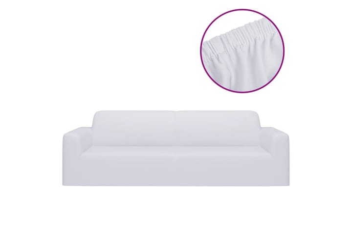 beBasic Joustava 3-istuttavan sohvan päällinen valk. polyesteri jersey - Valkoinen - Huonekalupäälliset