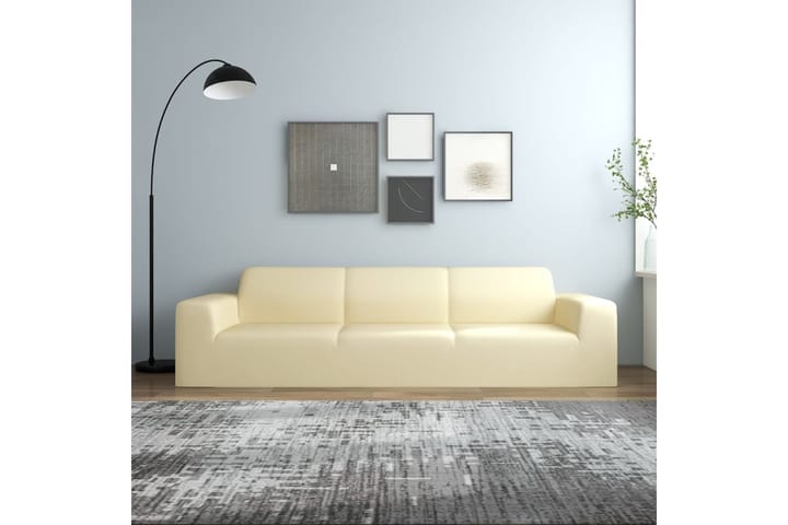 beBasic Joustava 4-istuttavan sohvan päällinen kerma polyesteri jersey - Kerma - Huonekalupäälliset