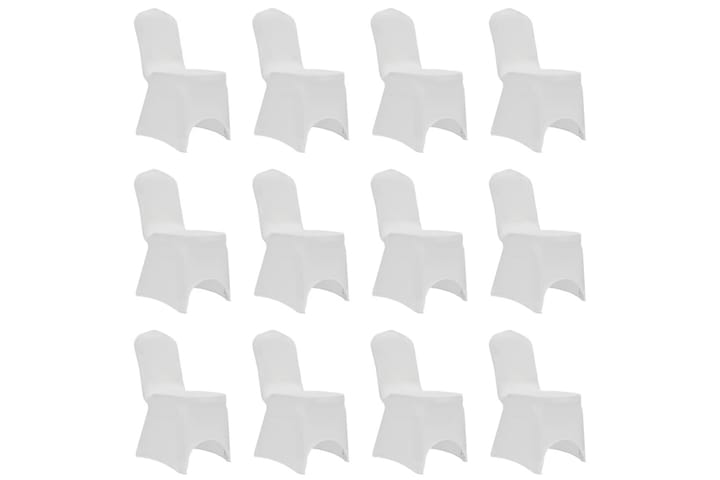 Tuolinpäällinen venyvä valkoinen 12 kpl - Valkoinen - Huonekalupäälliset