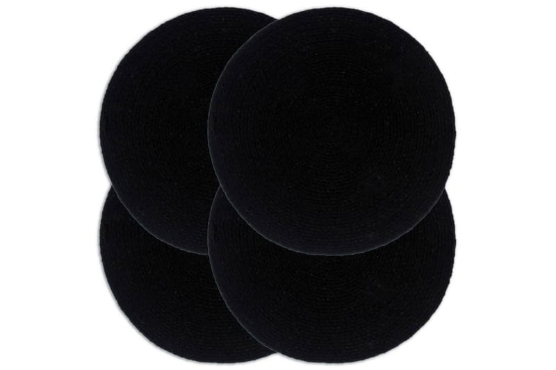 Tabletit 4 kpl kuvioton musta 38 cm pyöreä puuvilla - Musta - Kodintekstiilit & matot - Keittiötekstiilit