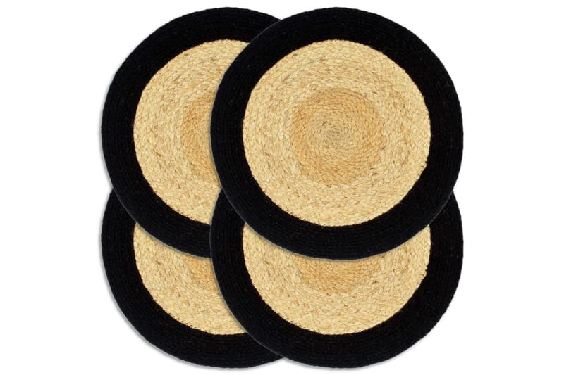 Tabletit 4 kpl luonnollinen/musta 38 cm juutti ja puuvilla - Musta - Kodintekstiilit & matot - Keittiötekstiilit