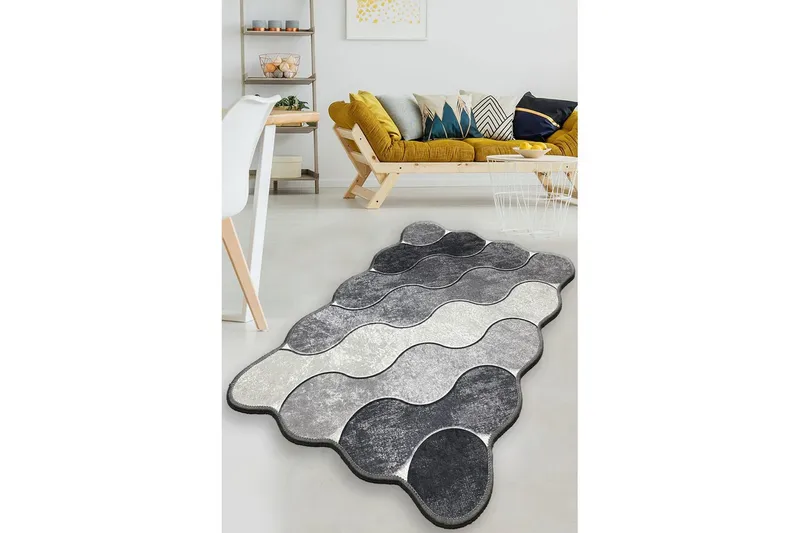 Kylpyhuoneen matto Ympyrä harmaa / vaaleanharmaa / valkoinen - Hiilenharmaa/Valkoinen/Vaaleanharmaa - Kodintekstiilit & matot - Kylpyhuonetekstiilit - Kylpyhuoneen matto