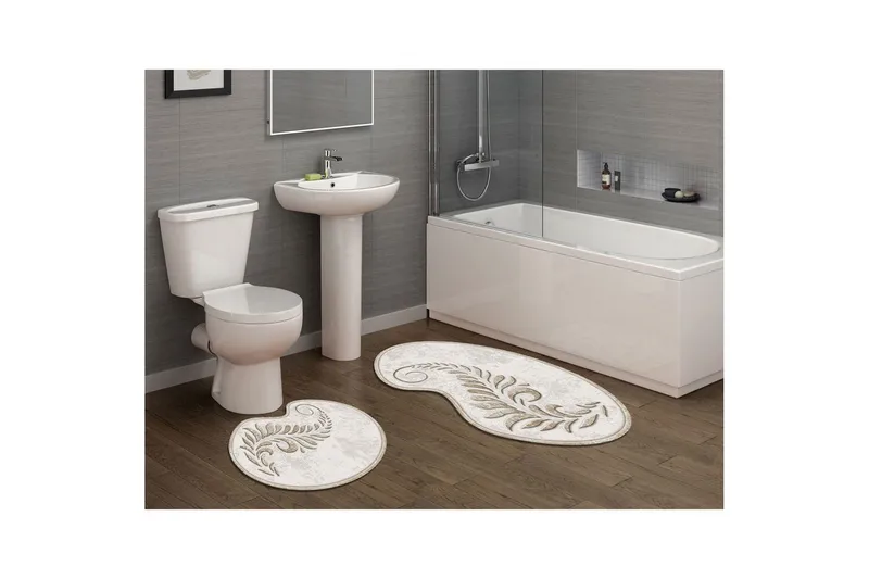 Kylpyhuoneen mattosetti (2 kappaletta) Elevate Kermainen - Kermanvalkoinen - Kodintekstiilit & matot - Kylpyhuonetekstiilit - Kylpyhuoneen matto